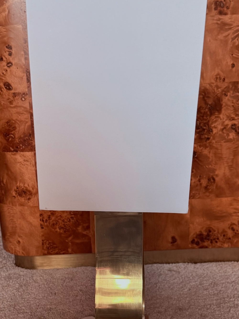 Modern White Table Lamp with Brass Accent